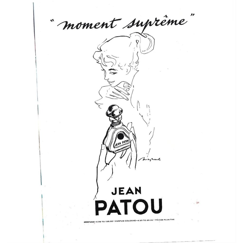Vintage Jean Patou Moment Suprême Perfume Print Ad 1960 ADVERT